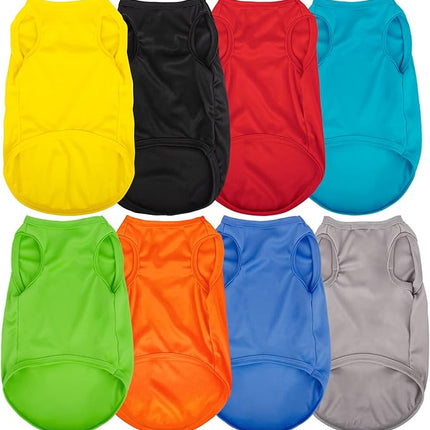 Hozz 8-Piece Dog Clothes Set - Soft, Sleeveless, Colorful Pullover Shirts for Small Dogs & Cats