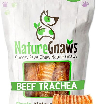 Nature Gnaws Beef Trachea Chews for Dogs 3" (12 Count) - Long Lasting Natural Crunchy Dog Chew Bones - Rawhide Free
