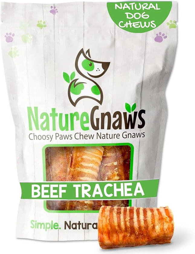 Nature Gnaws Beef Trachea Chews for Dogs 3" (12 Count) - Long Lasting Natural Crunchy Dog Chew Bones - Rawhide Free