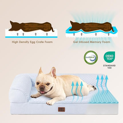 EHEYCIGA Memory Foam Dog Bed Medium Sized Dogs, Waterproof Dog Bed Orthopedic with Washable Removable Cover, Non-Slip Pet Bed Couch for Crate, 30x20x6 Inches, Washblue
