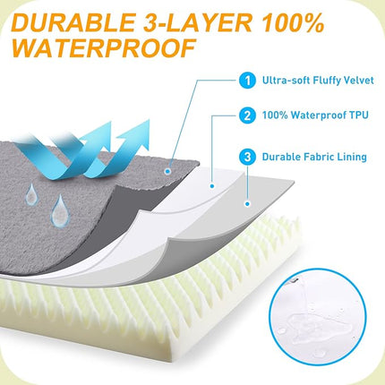 KSIIA Orthopedic Dog Crate Bed for Large Dogs, Waterproof, Washable & Removable Cover, Egg Crate Foam, 41 x 27 Inch, Dark Gray