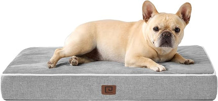 EHEYCIGA Waterproof Dog Bed Orthopedic 30"x20", Memory Foam Pet Bed for Medium Dogs, Washable Pet Mat with Removable Cover, Grey