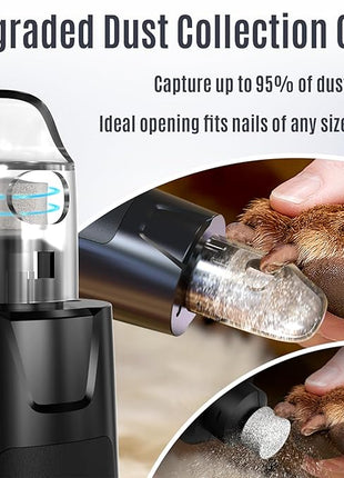 Casfuy New 6-Speed Dog Nail Grinder - 50% More Power Dog Nail Trimmers with 2 LED Lights Quiet 7h Running Time Electric Pet Nail Grinder File Toenail Grinder for Large Medium Small Dogs & Cats (Black)