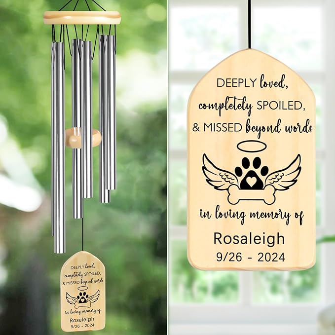 Dog Memorial Gifts for Loss of Dog, PEMIRSAYO Pet Memorial Wind Chime, Pet Memorial Gifts, Pet Loss Gifts, Loss of Pet Sympathy Gift, Pet Bereavement Gifts, Pet Passing Away Gifts