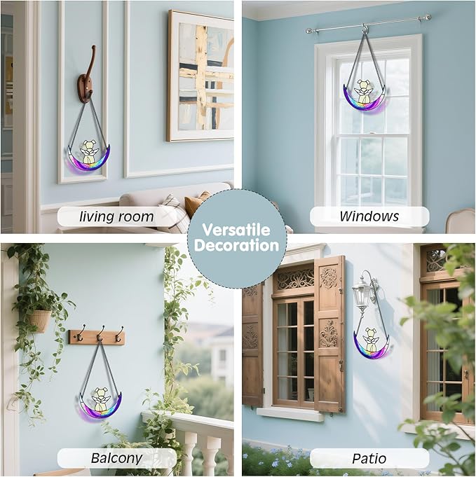 Stained Glass Dog Memorial Gifts,Dog Angel Memorial Suncatcher,Pet Memorial Gifts for Dogs,Rainbow Bridge Loss of Dog Sympathy Gifts with Card,Idea for Dog Lovers