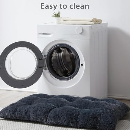 BFPETHOME Dog Beds for Large Dogs, Plush Dog Crate Bed Fluffy Cozy Kennel Pad for Sleeping &Ease Anxiety, Washable Pet Mats with Anti-Slip Bottom for Large Dogs, Navy