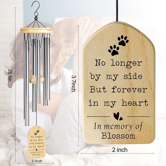 Dog Memorial Gifts, Jocidea Personalized Pet Memorial Wind Chime, Loss of Dog Sympathy Gift, Pet Remembrance Gifts, in Memory of Dog Cat, Loss of Pet - Pet Forever in My Heart