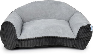 Cat Couch for Puppy, Kitten, and Small Pets - Soft Faux Rabbit Fur Pet Sofa with Washable Removable Cover, Non-Slip Fuzzy Plush Cushion, 24"x18"x10"