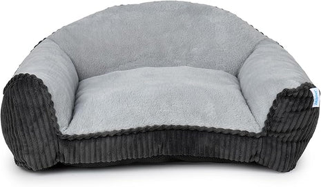 Cat Couch for Puppy, Kitten, and Small Pets - Soft Faux Rabbit Fur Pet Sofa with Washable Removable Cover, Non-Slip Fuzzy Plush Cushion, 24"x18"x10"