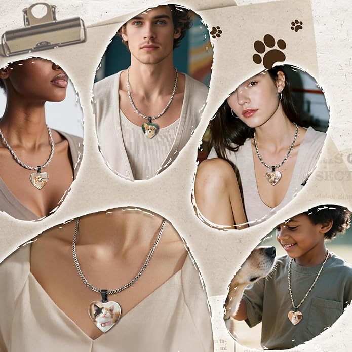 Custom Pet Necklace, Personalized Dogs Necklaces for Women, Dogs Remembrance Jewelry, Picture Necklace Personalized Photo, Customized Dog Memorial Gifts for Loss of Dog