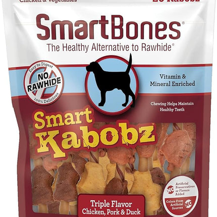 SmartBones Smart Kabobz, Rawhide-Free Chews For Dogs, Made With Real Chicken, Pork And Duck, 20 count