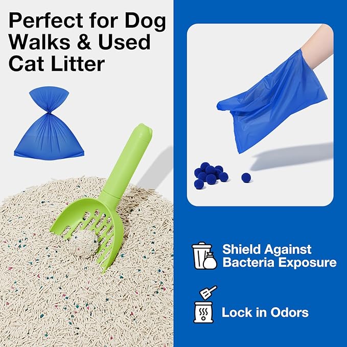 VETRESKA Dog Poop Bags, Leak Proof, Extra Thick and Large Pet Waste Bags for Dog Walking and Cat Litter, Spiced Vetiver & Moss Scented, 20 Refill Rolls, 300 Bags, Blue