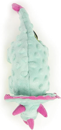 goDog Dinos Frills Squeaky Plush Dog Toy with Chew Guard Technology, Durable Fabric & Squeaker for Active Play, Teal, Small