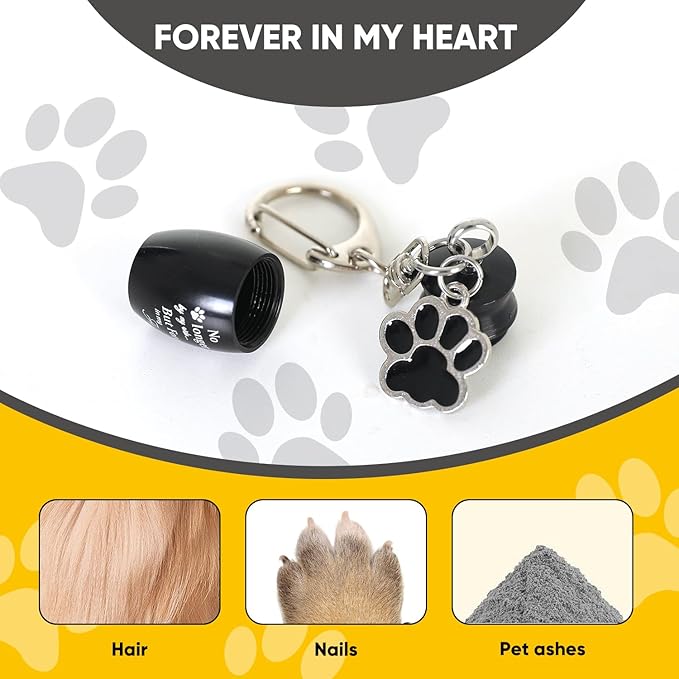 4 Pcs Pet Urns Keychain, Pet Ashes Keepsake Stainless Steel Urns Keychain for Dogs Cats with 4 Storage Bags