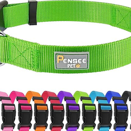 Dog Collar Green Basic Dog Collars with Breathable Quick Release Nylon Pet Collar for Puppy Small Medium Large Dogs Boy Girl