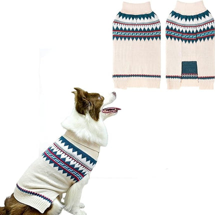 BINGPET Dog Sweater,Elastic Medium Large Dog Puppy Sweater for Dog Girls Boys,Sleeveless Turtleneck Knit Sweaters for Large Medium Dogs,Christmas Dog Sweater for Fall Winter White,XL