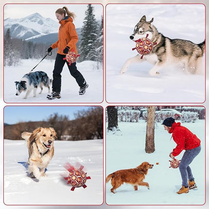 Diman Dog Soccer Ball with Straps, Christmas Dog Toys, Pet Toys Balls for Meium Large, Pet Birthday Gift, Outdoor Pet Toys for Tug of War (7 Inch)