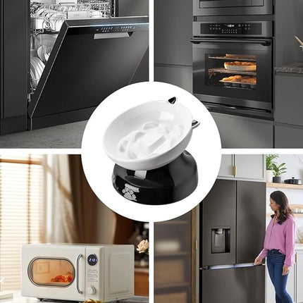 Y YHY Ceramic Cat Slow Feeder, Elevated Dog Food Bowl Tilted Design, Slow Feeder Bowl no Black Chin, Cat Shape for Dry and Wet Food