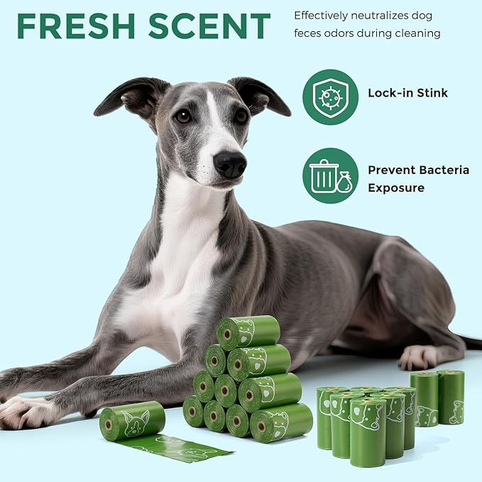 Dyforce Scented Dog Poop Bags,Leak Proof Pet Waste Bags for Dog Walking,Extra Thick and Large Cat Litter Bags for Poop,30 Refill Rolls,600 Bags,9x13",Green