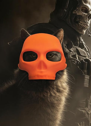 Cat Bat Mask Halloween Costumes Accessories for Cats, Cat Bat Cosplay Apparel (Medium, Orange Skull)