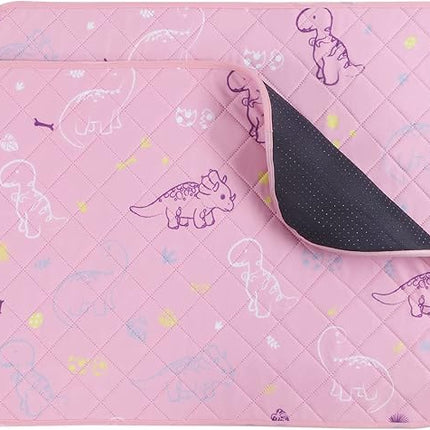 IEUUMLER Washable Pee Pads for Dogs, 2 Pack Non-Slip & Waterproof Pack Whelping Pad, Reusable Washable Puppy Potty Training Pad with Fast Absorbent for Playpen EU007 (Pink Dinosaur, 30"X20"-2pcs)
