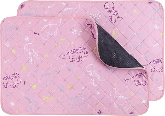 IEUUMLER Washable Pee Pads for Dogs, 2 Pack Non-Slip & Waterproof Pack Whelping Pad, Reusable Washable Puppy Potty Training Pad with Fast Absorbent for Playpen EU007 (Pink Dinosaur, 36"X24"-2pcs)