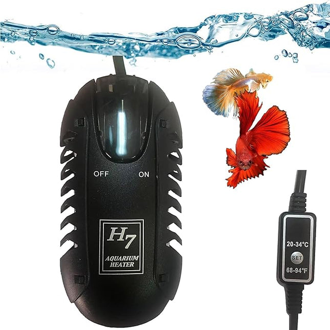Mini Aquarium Heater 25W Small Fish Tank Heater 25 Watt with External Temperature Controller, LED Display, Used for 5-10 Gallon Tank