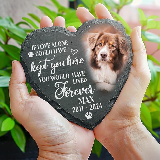 Personalized Memorial Gifts for Pet Loss, Custom Photo Pet Memorial Stone, Gifts for Cat & Dog Lovers