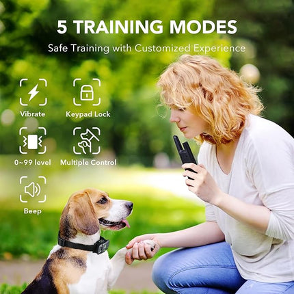 DOG CARE Dog Training Collar with Remote - Shock Collar for All Dogs with 1800FT Remote, Rechargeable Bark Control with Beep/Vibration/Shock Modes, Security Lock, Rainproof