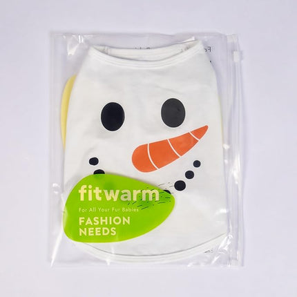 Fitwarm Snowman Dog Christmas Outfit, Holiday Dog Clothes for Small Dogs Boy Girl, Cute Pet Shirt, Black, White, Orange, XS