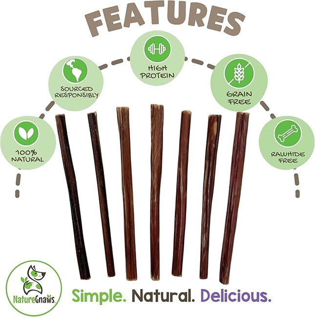 Nature Gnaws Super Skinny Bully Sticks for Small Dogs 5-6" (15 Count) - Long Lasting for Light Chewers and Puppies - Extra Thin Natural Beef Dog Chew Treats
