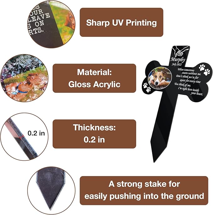 Personalized Dog Remembrance Garden Stake Pet Loss Gifts Dog Memorials Gifts For Friends Custom Pet Picture Plaque Stake Grave Markers Sympathetic Loss Of Cat For Someone Lost Pet