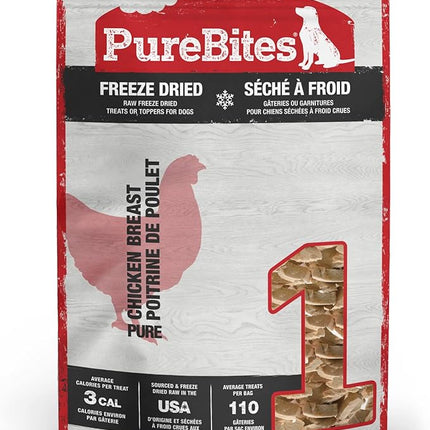 PureBites Chicken Freeze Dried Dog Treats, 1 Ingredient, Made in USA, 3oz