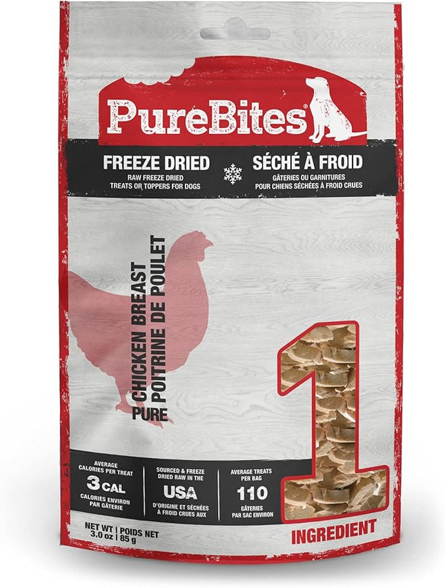 PureBites Chicken Freeze Dried Dog Treats, 1 Ingredient, Made in USA, 3oz