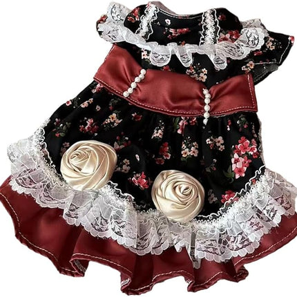 Fashion Sweet Puppy Dog Lace Princess Dress for EXTRAL Small and Small Dog A-red Medium