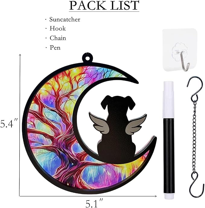 Suncatcher Dog Memorial Gifts for Loss of Dog Sympathy Gift Dog Passing Away Gifts Dog Loss Sympathy Gift Dog Remembrance Gift Dog Death Sympathy Gifts in Memory of Dog Sun Catchers Indoor Window (A)