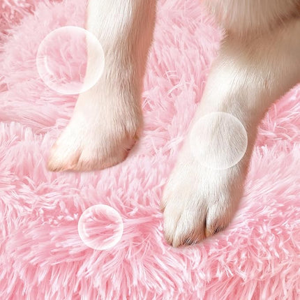NOYAL Calming Donut Dog Bed for Small to Medium Dogs & Cats - Plush Faux Fur Anti-Anxiety Pet Bed with Machine Washable Cover & Non-Slip Base