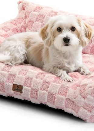Cat Bed Cat Couch for Puppy and Kitten, Fluffy Dog Bed Medium Dogs Couch, Supportive Cats Sofa for Indoor Cats, Washable Cover & Non-Slip, 32 inch, Pink
