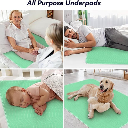 2 Pack 36” x 54” Extra Heavy Absorbency Washable Underpads, Waterproof Nursing Pads Incontinence Bed Pads, Reusable Washable Pee Pads for Dogs, Diaper Changing & Adults, Mattress Protector