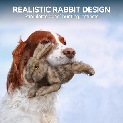 ALL FOR PAWS Classic Rabbit Squeaky Doy Toy, Bunny Dog Toy for Medium Large Breed, Puppy Fetch Toy with Squeaker, Plush Chew Dog Toy, 12.2x7.1x7.5 inches, Brown Rabbit-L