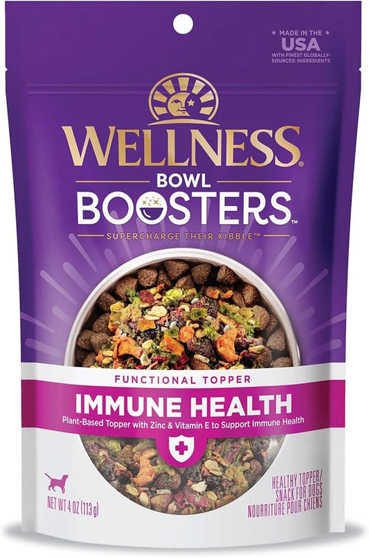 Wellness Bowl Boosters, Dog Food Topper for Small, Medium, & Large Breeds, Grain Free, Natural, Freeze Dried, Immune Health, Plant Based, 4 Ounce Bag (Pack of 1)