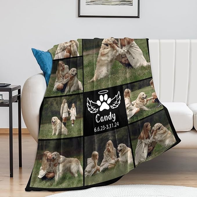 Artsadd Dog and Cat Memorial Gifts, Pet Loss Memorial Blanket, Custom Dog Blanket, Personalized Pet Remembrance Gifts, Loss of Pet or Cat Remembrance Sympathy Grief Condolence Bereavement Gifts
