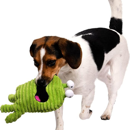 goDog PlayClean Germs Squeaky Plush Dog Toy with Odor-Eliminating Essential Oils, Chew Guard Technology - Green, Large