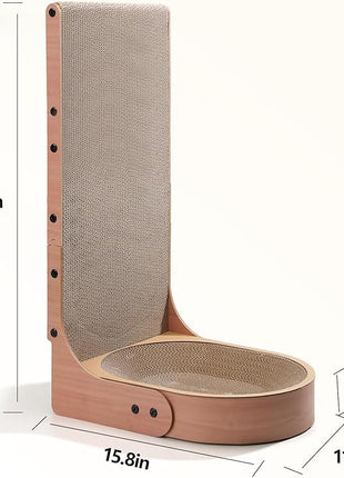 Cat Scratcher, 2 in 1 Multifunctional L Shape Cat Scratch Pad Wall Mounted with Oval Cat Bed Bowl for Indoor Cats (1 PCS Cat Scratcher)