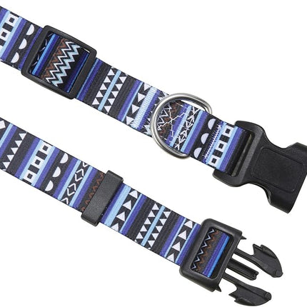Dog Collar and Leash Set with Bohemia Floral Tribal Geometric Patterns - Soft Ethnic Style Collar Adjustable for Small Medium Large Dogs(Bohemian Blue Set,S)