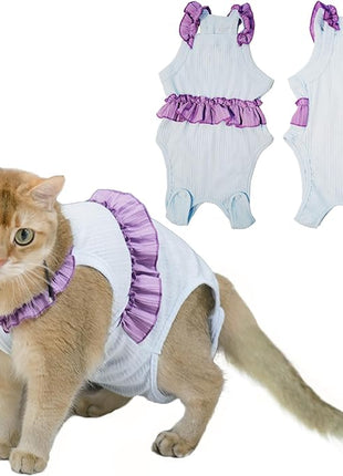 Cat Recovery Suit,Kitten Onesie After Surgery,E-Collar Alternative for Abdominal Wound and Skin Diseases,Soft Breathable Bodysuit After Spay（Blue-s）