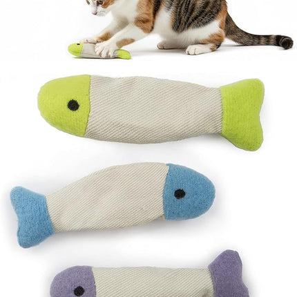 SmartyKat (3 Count) Fish Flop Crinkle Catnip Cat Toys - Multi Color, 3 Count