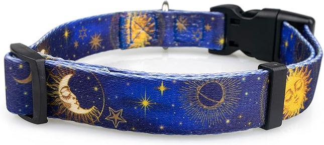 Limeloot Celestial Moon Dog Collar for Medium Dogs, Male or Female Dog Collar with Moon, Stars, and Sky, Medium