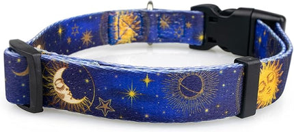 Limeloot Celestial Moon Dog Collar for Small Dogs, Male or Female Dog Collar with Moon, Stars, and Sky, Small
