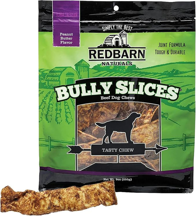 Redbarn Bully Slices for Dogs, Highly Palatable, Long-Lasting Natural Dental Treats with Functional Ingredients, 9 oz. (Pack of 3) - Peanut Butter